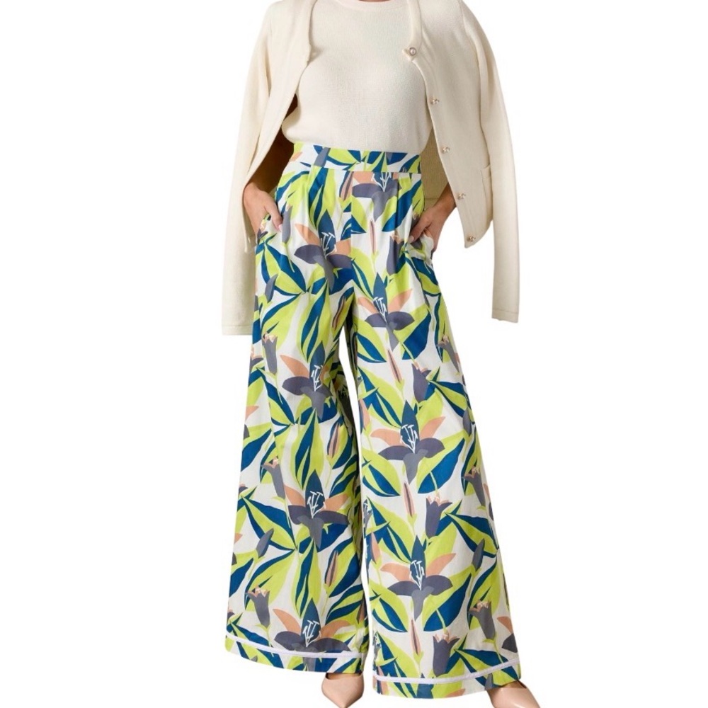 Prosperina Barrett Multi Floral Print Cotton Pants Sz L NWT - Picture 5 of 13